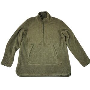 Nike Yoga Men's Lg TallGreen Loose Fit Sherpa Fleece Pullover Snap Button Jacket